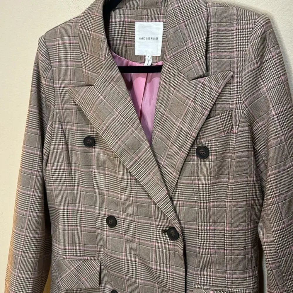 Avec Les Filles Plaid Coat Size S - Picture 3 of 6